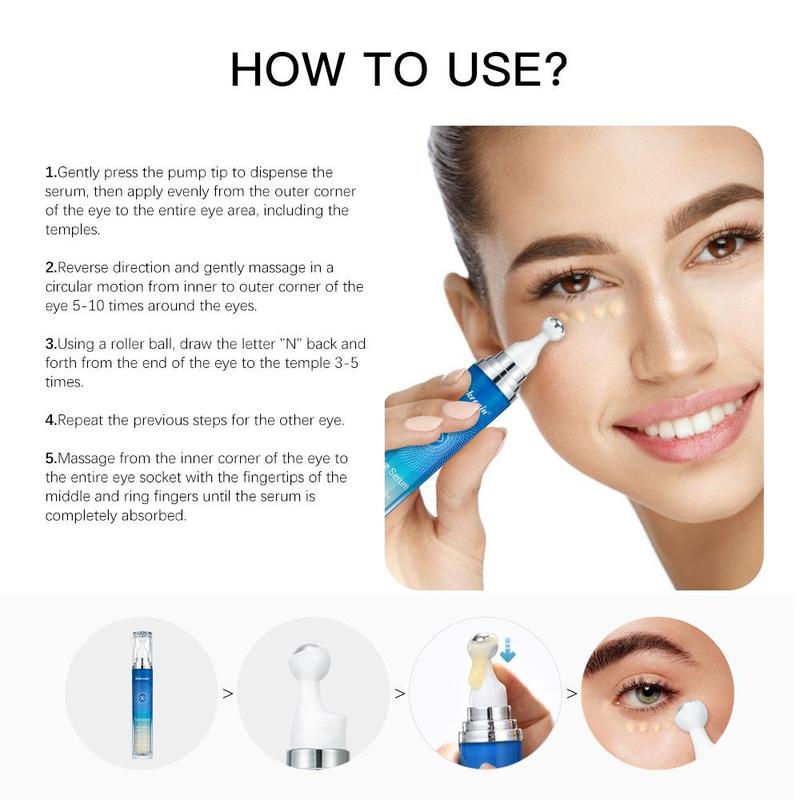 Lakerain Eye Serum for Summer Gift, 1 Count/2 Counts Under Eye Roller Cream for Dark Circles and Puffiness, Eye Treatment Serum with 360¡ã Massage Ball, Suitable for Under Eye Dark Circles