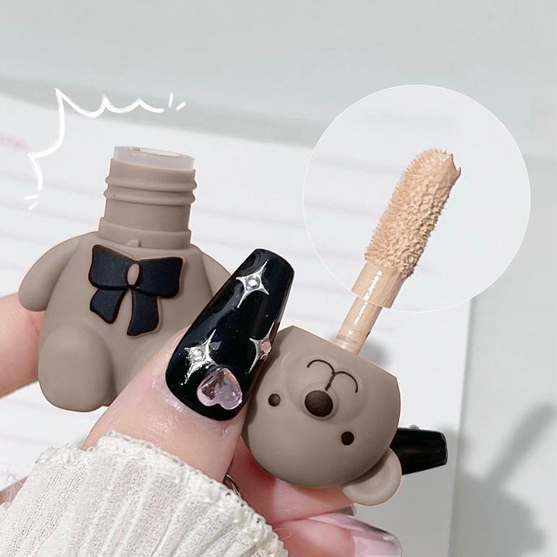 Cute Cartoon Bear Design Matte Concealer Liquid Foundation with Keychain, 1 Count Professional High Concealer Moisturizing Hydrating Foundation, Portable Makeup Tools for Daily Use