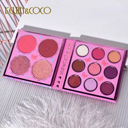 13 Colors Matte Glitter Eyeshadow Palette, 1 Count Long Lasting High Pigmented Blendable Eyeshadow Powder for All Styles and Occasions, Professional Eye Makeup Products for Women and Girls