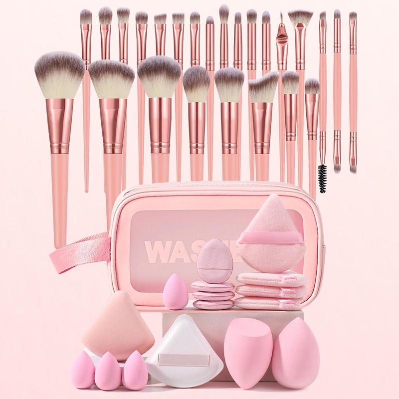 Face Makeup Tool Set, 42pcs Portable Travel Facial Makeup & Cleansing Tool Kit, Facial Makeup Products for Daily, Cosmetic Tools, Summer Back To School?Gift