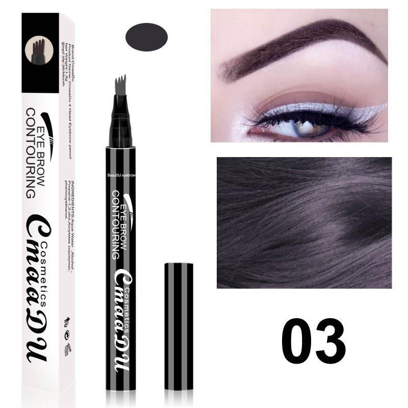 4 Split Tip Liquid Eyebrow Contouring Pencil, 1 Count Clear Texture Long Lasting Simulated Natural Vivid Eyebrow Pencil, Portable Makeup Tool