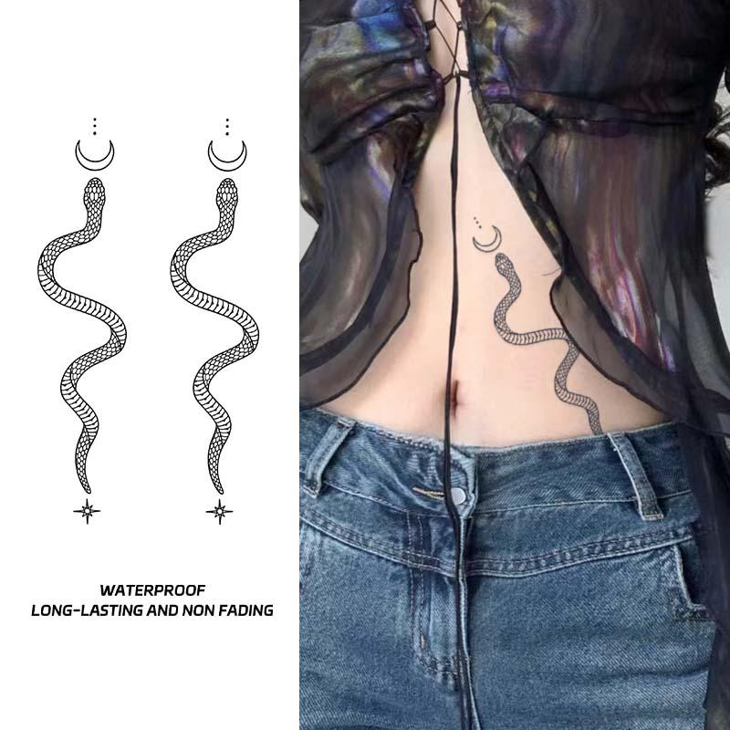 Snake & Star & Moon Pattern Tattoo Sticker, 1 Count Temporary Body Art for Festival Party