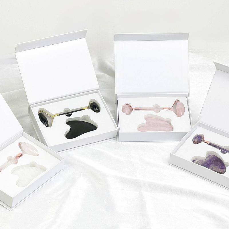 [Video Order]1 Count Natural Crystal Roller sets,Massager for Face, Eyes, Neck/Size:Roller about 5.6 inch,Gua Sha Slice about 3.1 inch/Material:Clear Quartz,Rose Quartz,Black Obsidian,Dream Amethyst