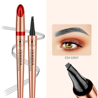 4-tip Eyebrow Pencil, 1 Count Waterproof Long Lasting Eyebrow Pencil, Sweat Proof High Pigmented Brow Shading & Filling Pencil, Makeup Tool