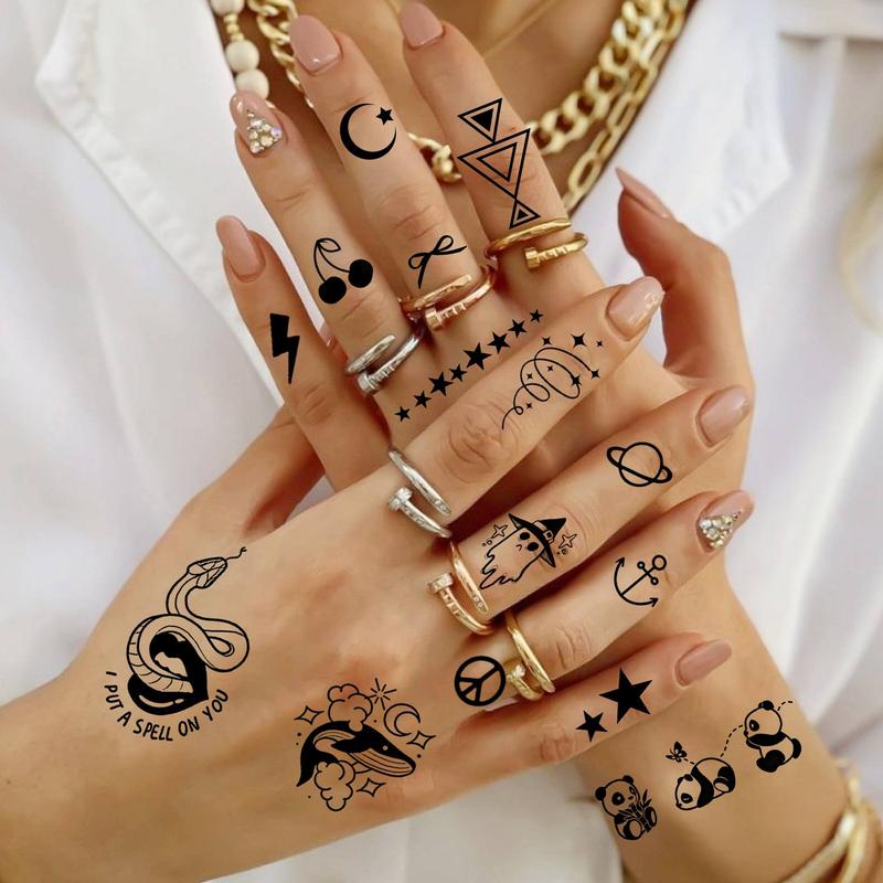 Mixed Style Cute Tattoo Sticker, 15 Sheets Waterproof Temporary Tattoo Sticker, Fake Tattoo Sticker for Women & Men, Realistic Tattoo Sticker for Daily Use