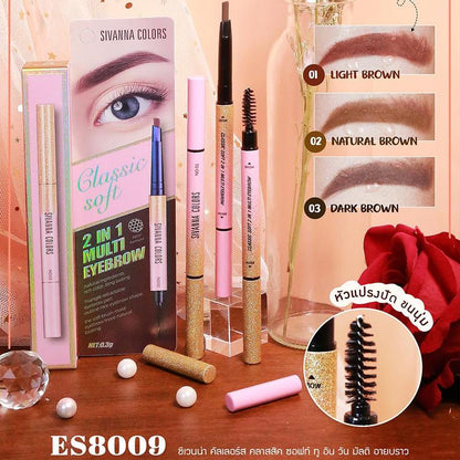 2 In 1 Eyebrow Pencil (1 Piece), Long Lasting Eyebrow Pen, Waterproof Makeup Eyebrow Pen