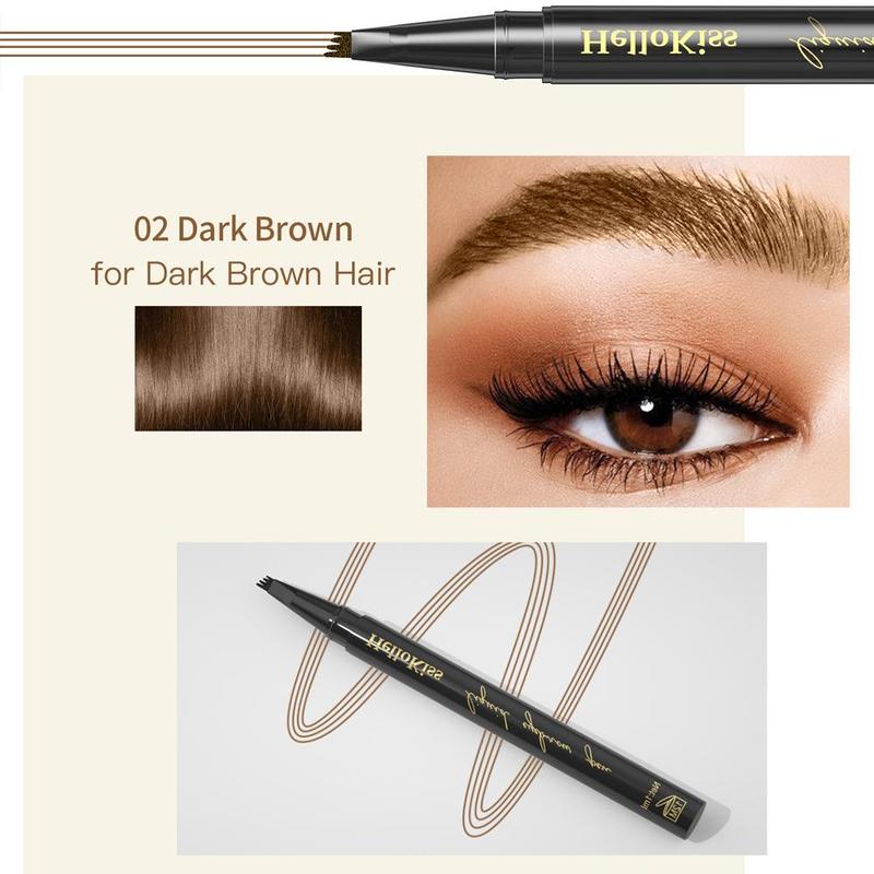 4 Fork Tip Waterproof Eyebrow Pencil, Natural Color Long Lasting Eye Brow Pencil, Sweat Proof High Pigmented Brow Shading & Filling Makeup Products