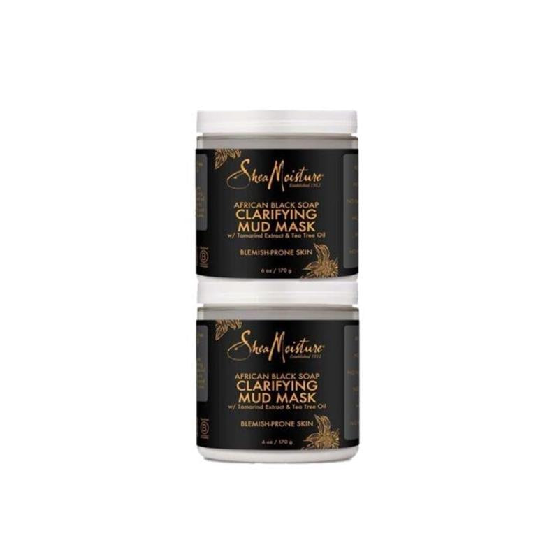 SHEA MOISTURE African Black Soap Clarifying Mud Mask w/ Tamarind Extract & Tea Tree Oil, 6 oz (2-pack)