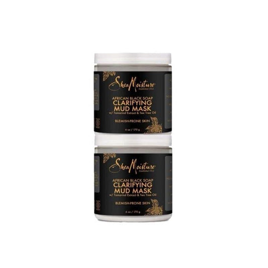 SHEA MOISTURE African Black Soap Clarifying Mud Mask w/ Tamarind Extract & Tea Tree Oil, 6 oz (2-pack)