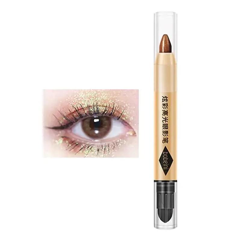 2 In 1 Highlighter Eyeshadow Pen, Lazy Eye Makeup Eye Brightening Pen, Double-headed Smudge Proof Contouring & Highlighting Eye Makeup Stick