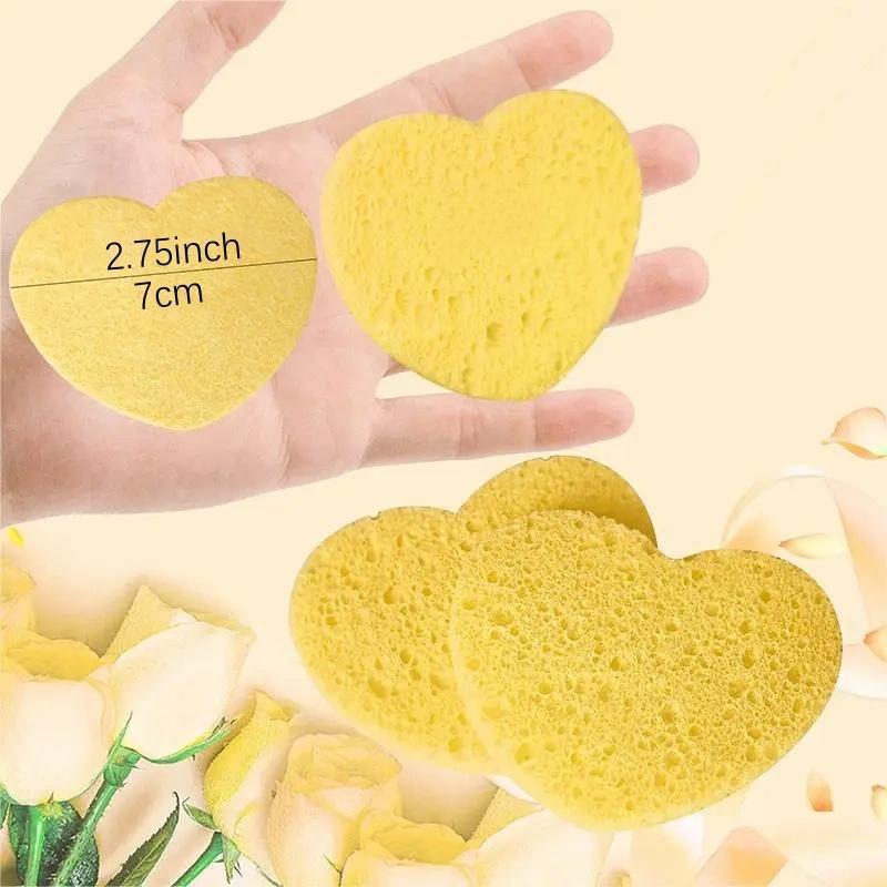 Comfort Heart Shaped Compressed Facial Cleansing Sponges, 20pcs/set Natural Facial Cleansing Pads, Summer Reusable Facial Exfoliating Cleansing Tools, Cruel Summer