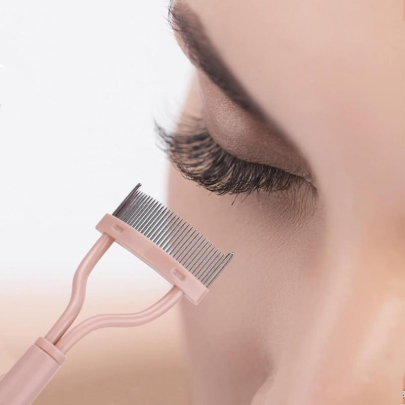 Portable Eyelash Cosmetic Comb,?Summer?Comfort Foldable Semi-arc Steel Needle Eyelash Comb, Beauty Makeup Tool for Women Girls, Cosmetic Tool for Home & Travel