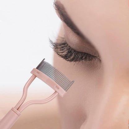 Portable Eyelash Cosmetic Comb,?Summer?Comfort Foldable Semi-arc Steel Needle Eyelash Comb, Beauty Makeup Tool for Women Girls, Cosmetic Tool for Home & Travel