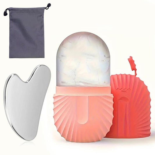 Ice Roller & Gua Sha Board Set with Storage Bag, 2pcs/set Reusable Face Care Guasha Board & Face Roller, Beauty Skin Care Products, Skincare Tools