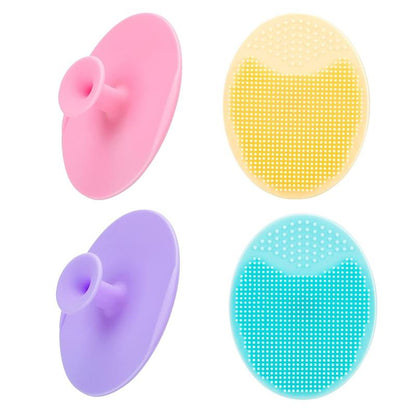 4 Counts Face Scrubber,Soft Silicone Facial Cleansing Brush Face Exfoliator Blackhead Acne Pore Pad Cradle Cap Face Wash Brush for Deep Cleaning Skin Care