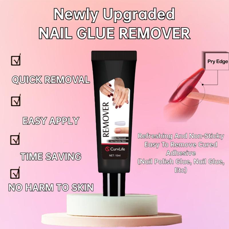 Newly Upgraded Quick Drying 10g Semi-Solid Nail Glue with 10ml Remover for Press On Nails Tips No Need for UV Lamp Long Lasting Fake Acrylic Nails Kit Glue Gel Nail Art,Nail Care