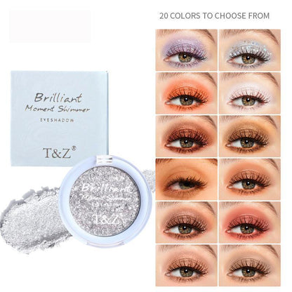 Monochrome Long-lasting Glitter Pearlescent Eyeshadow, Shimmer Waterproof Brightening Eyeshadow Powder, Long Lasting Eye Makeup Products for All Styles Makeup