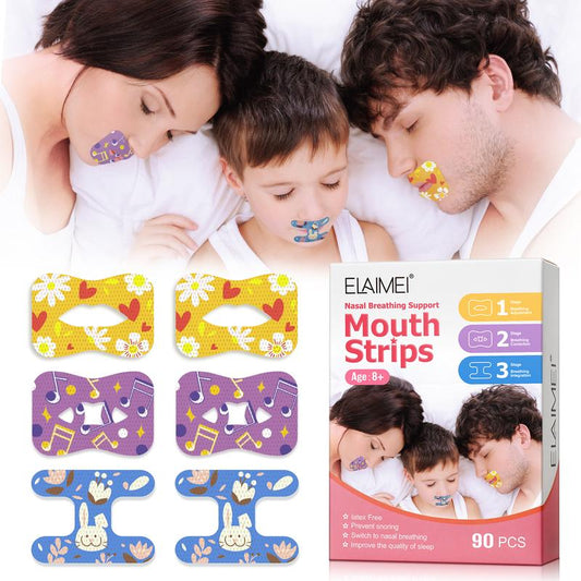 [Kids & Adult] Cute Mouth Tape Strips, 3 Stages Nasal Breathing Support, Improves Quality of Sleeping, Breathing Adjustment, Breathing Correction, Day and Night Use (90pcs/30pcs)