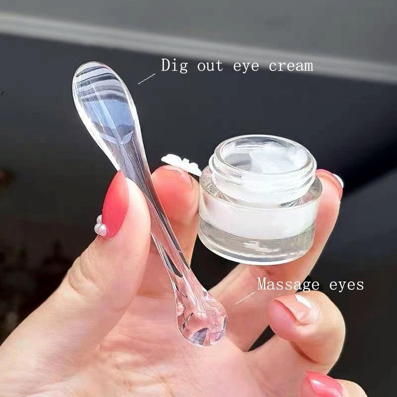 2pcs 2 in 1 Clear Facial Cream Spatula, Eye Cream Spoon For Girls And Women, Eye Massage Stick, Portable Eye Cream Applicator Tool