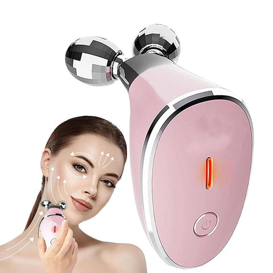 Double Roller Massager, Facial Massager, Facial Massage Roller, for Face, Neck, with Base, for Women and Men