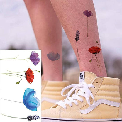 12 Sheets Lavender Flower Temporary Tattoo Sticker, Fake Flora Arm Temporary Tattoos, Waterproof Body Art Sticker For Men & Women