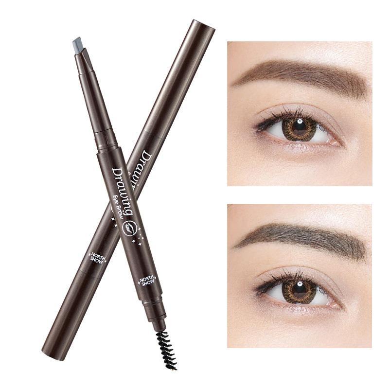 2 In 1 Waterproof Eyebrow Pencil, 1 Count Double Sided Long Lasting Eyebrow Pencil, Brow Styling Eye Makeup Products