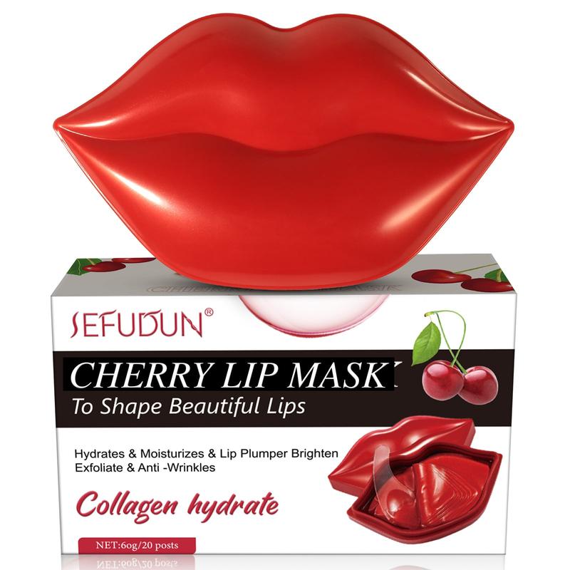 Sefudun Night Sleeping Lip Mask 20Pcs, Collagen Lip Patches, Moisturizing Lip Sleep Mask, 4 Flavors (Cherry/Orange/Peach/Aloe Vera)