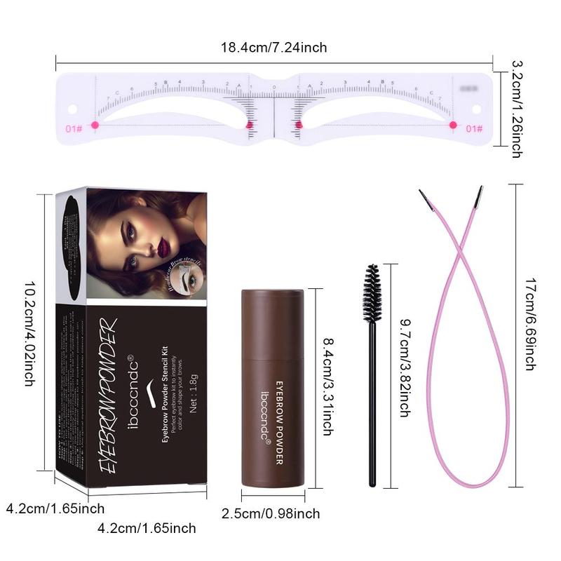 Waterproof Eyebrow Powder Stencil Kit, 1 Set Including 2 Eyebrow Powder Sticks, 4 Ropes, 4 Brushes & 20 Eyebrow Stencil Cards, Eye Brow Shading & Filling Powder, Eye Brow Makeup Products