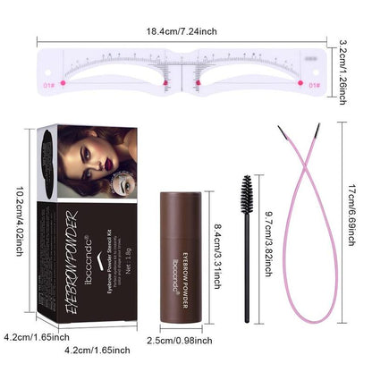 Waterproof Eyebrow Powder Stencil Kit, 1 Set Including 2 Eyebrow Powder Sticks, 4 Ropes, 4 Brushes & 20 Eyebrow Stencil Cards, Eye Brow Shading & Filling Powder, Eye Brow Makeup Products