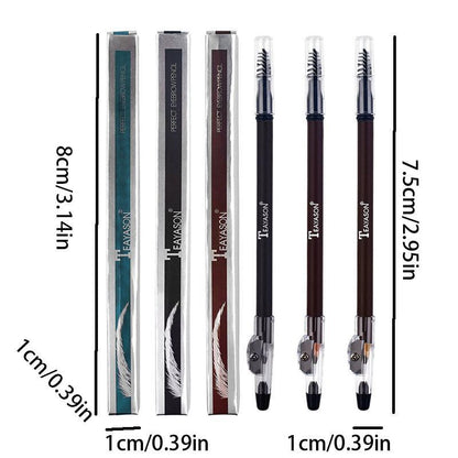 Double-ended Eyebrow Pencil With Eyebrow Sharpener, Long Lasting Eyebrow Pencil, Brow Styling Brush, Sweat Proof High Pigmented Brow Shading And Filling Pencil