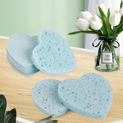 Compressed Cellulose Heart Shape Facial Sponges, 50pcs/set Natural Facial Cleansing Exfoliating Face Scrubber, Comfort Facial Cleansing Tools,  Facial Cleanser Tools