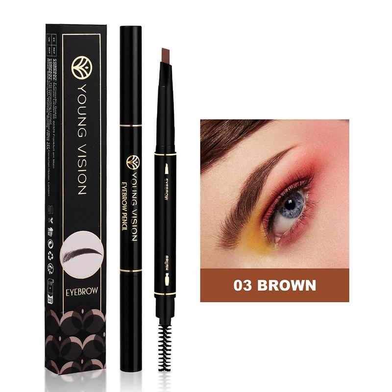 Long-lasting Makeup Eyebrow Pencil, 1 Count Double-head Silky Eyebrow Pencils with Brow Brush, Makeup Tools for Women & Girls