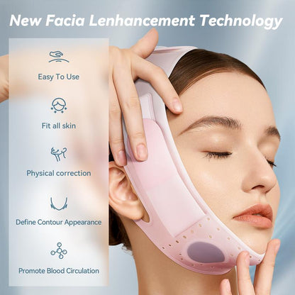 JUSRON Double Chin Reducer V Line Face Lifting Tape Face Strap, Soft Silicone Chin Strap Face Shaper to Removing Double Chin