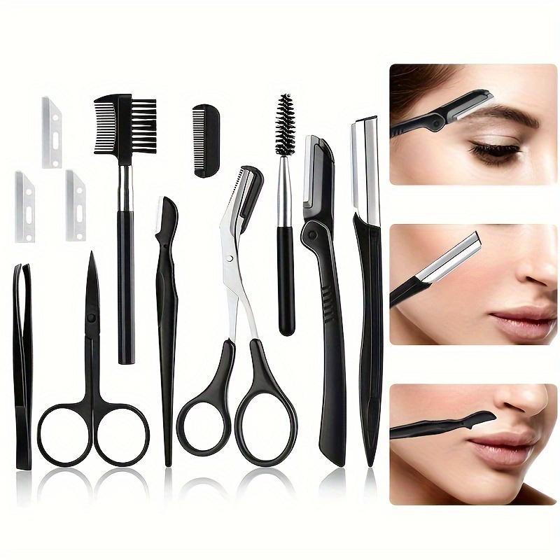 Eyebrow Grooming Kit, 12pcs Eyebrow Tweezer, Eye Brow Brush Comb, Precision Brow Trimming for Women Men, Beauty Tools for Perfect Eyebrow Shaping