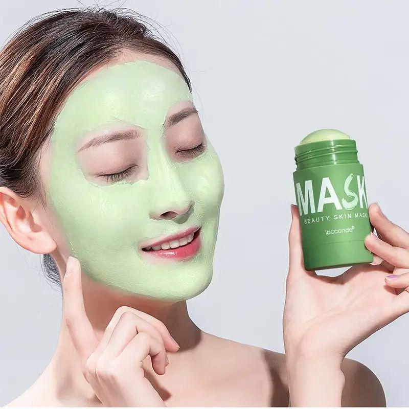 Green Tea Essence Mud Mask Stick, 1 Count Blackhead Reduction Nourishing Solid Face Mask, Oil Control Mask Stick