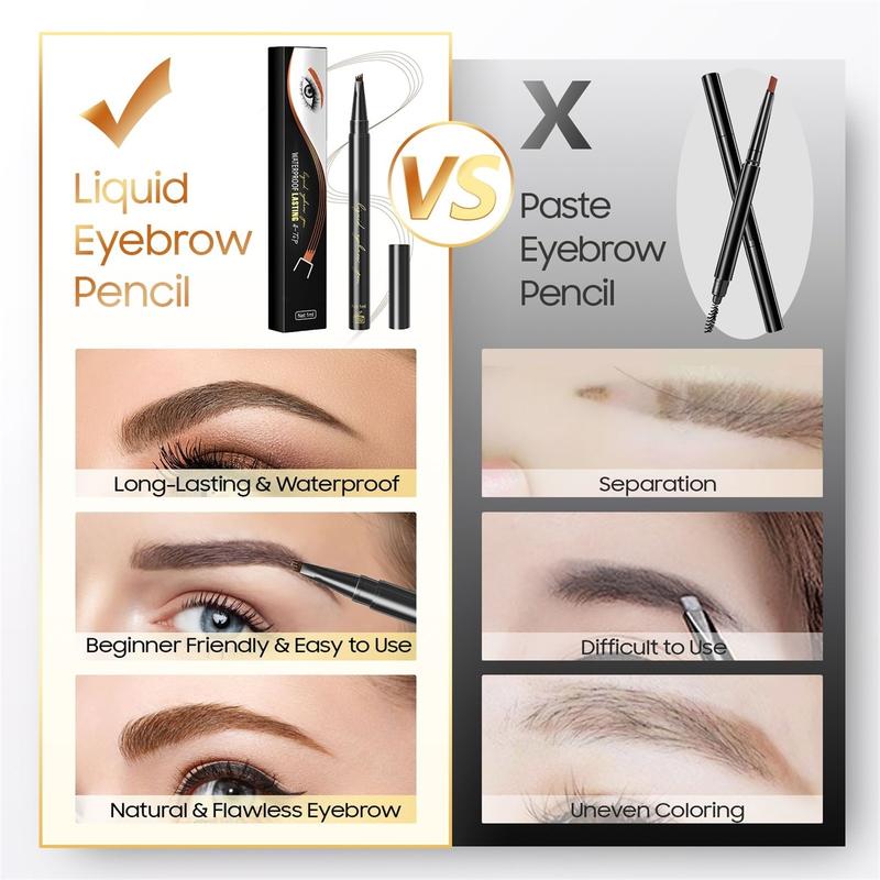 Eyebrow Pencil Microblading Eyebrow Pencil - Waterproof & Long - Lasting Eye Makeup Eyebrow Pen With 4 Micro-Fork Tip for Hair-Like and Natural - Looking Brows