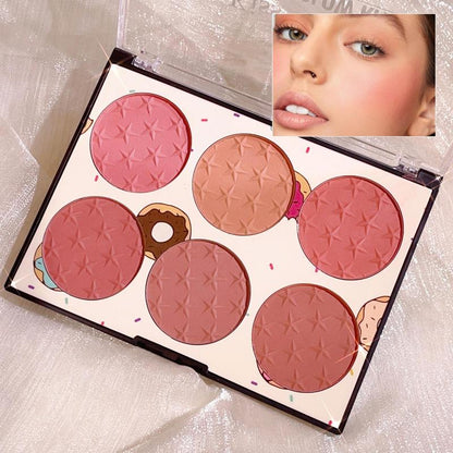 6 Color Blush Palette, Matte Blush, Blush Powder, Cheeks Contour Blush Pressed Powder, Soft Color Shadow Natural Look Blush Lightweight Blush,