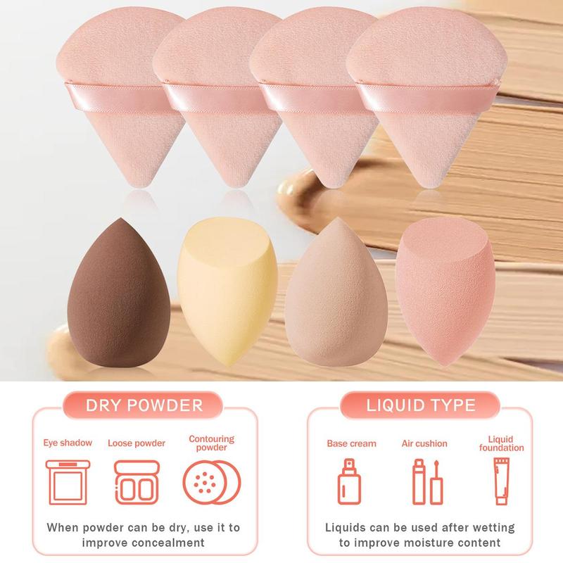 Summer Makeup Tool Set, 18pcs/set Sponge & Mini Powder Puffs & Triangular Puff & Cleaning Mat & Brush & Headband & Wristband & Face Puff, Cruel Summer