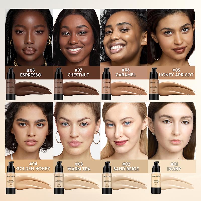 Jardin d'Orga Foundation Matte Waterproof Long Lasting Natural Makeup Liquid Foundation With Full Coverage Concealer Cosmetic