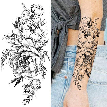 Flower Pattern Temporary Tattoo Sticker, 10pcs/set Fake Tattoo Sticker, Body Art Sticker for Women & Men, Realistic Tattoo Sticker for Arms, Neck, Ankle, Legs, Painless Body Art Decoration