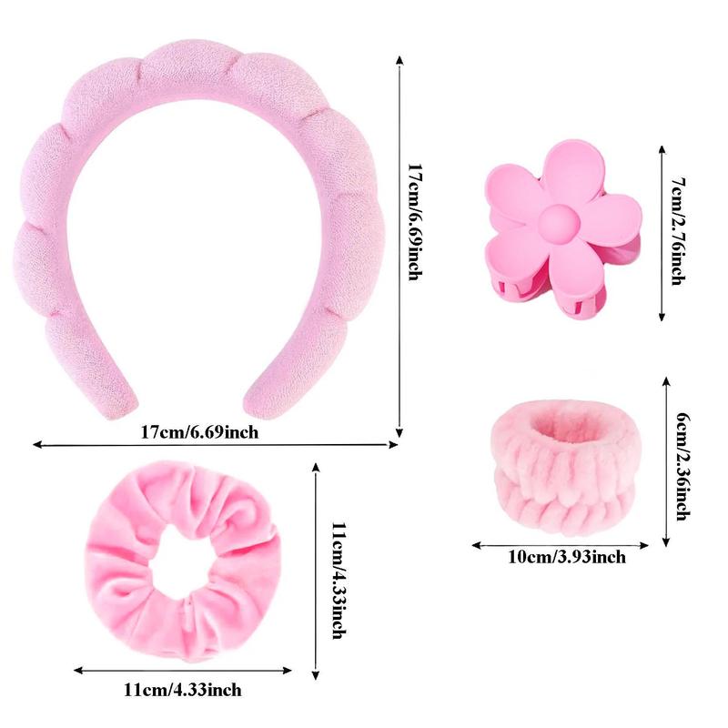 Face Washing Accessories, 6 Counts/set Face Washing Tool, Including 1 Count?Face Washing Headband & 4 Counts Face Washing Wristband & 1 Count?Hair Claw Clip