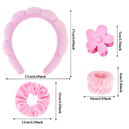 Face Washing Accessories, 6 Counts/set Face Washing Tool, Including 1 Count?Face Washing Headband & 4 Counts Face Washing Wristband & 1 Count?Hair Claw Clip