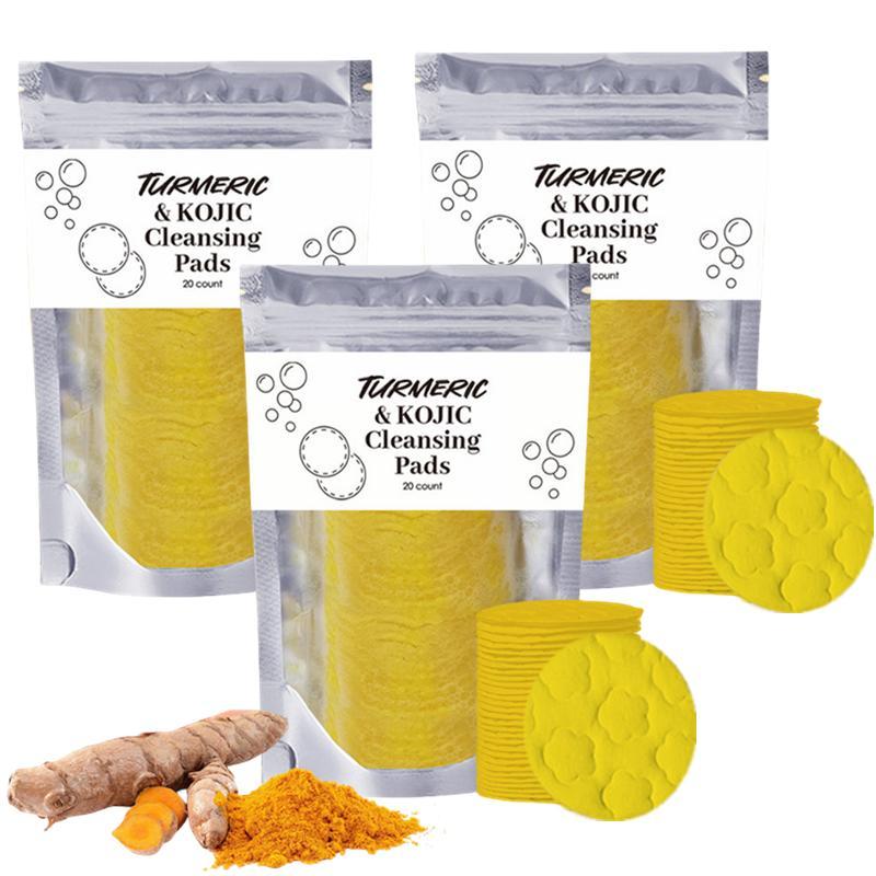 Turmeric Kojic Acid Cleansing Pads Set, Moisturizing Daily Skin Cleansing Pads, Facial Pore Deep Cleanser, Skin Care Tools, Skin Care Products, Back to School