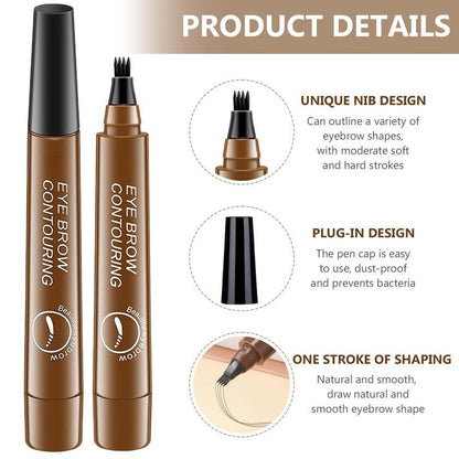 Comfort Liquid Eyebrow Pen Gift, 4-fork Waterproof & Long Lasting Eye Brow Pencil, Brow Stying Brush, Easy to Apply, Daily Cosmetic,Eye Brow Pen Cosmetic for Women