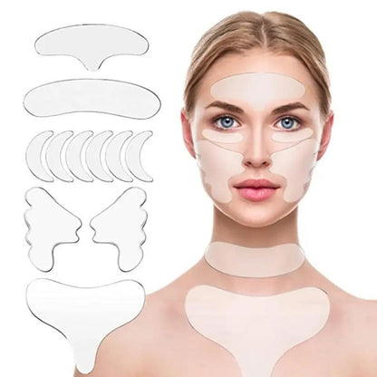 Reusable Facial Wrinkle Patches, 11pcs Silicone Skin Smoothing Pads, Facial Skin Smoothing Pads, Professional Skin Care Tools for Women, Skincare Products