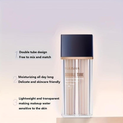 1 Set Advanced Double Tube Design Liquid Foundation, Moisturizing Lightweight Foundation, Hypoallergenic Base Makeup Products For Women Girls Gifts