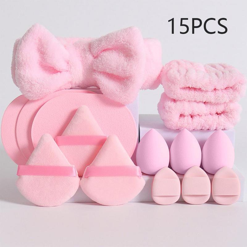 Makeup Tool Set for Women, 15pcs/set Dry & Wet Use Makeup Puff for Facial Detailing, Multi-use Facial Makeup & Face Washing Sponge for Daily Use, Cruel Summer