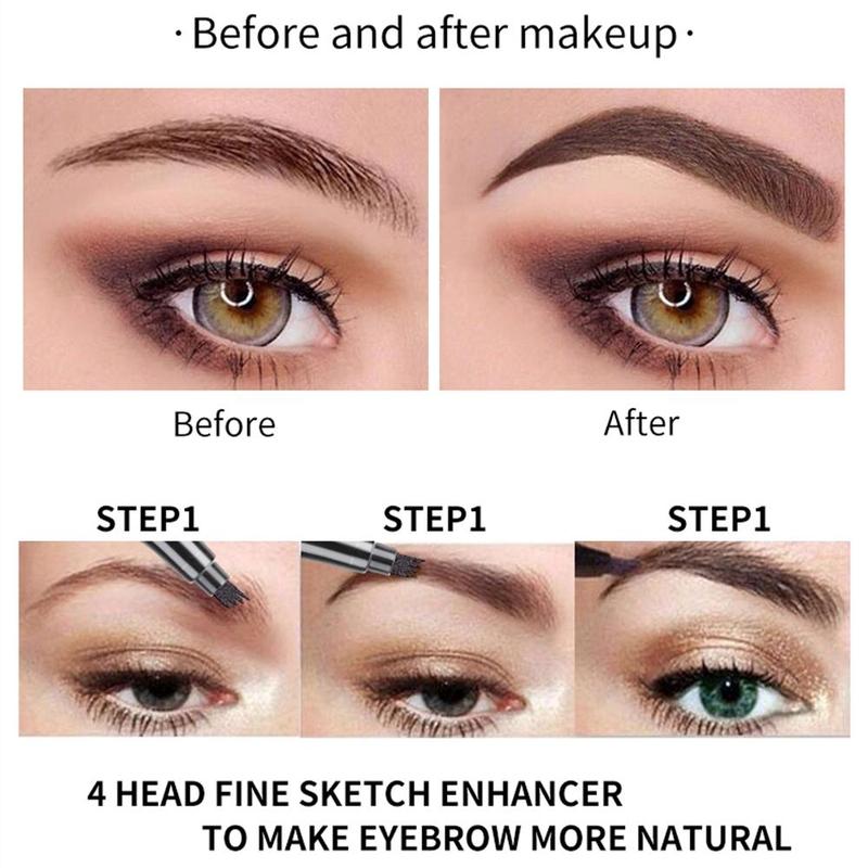 4 Tips Liquid Eyebrow Pencil, 1 Count Waterproof Long Lasting Eyebrow Pencil, Brow Styling Brush, Brow Shading & Filling Pencil, Brow Brush Makeup Tool, Eye Brow Makeup Products