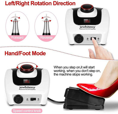 35000 RPM Professional Nail Drill Machine, Portable Electric Efile Drill for Shaping, Buffing, Removing Acrylic Nails, Gel Nails Manicure Pedicure Kit