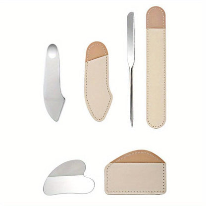 Stainless Steel Foundation Spatula & Mask Scraper & Palette Stick (3pcs/set), Professional Makeup Tool Set, Skincare Tools For Women